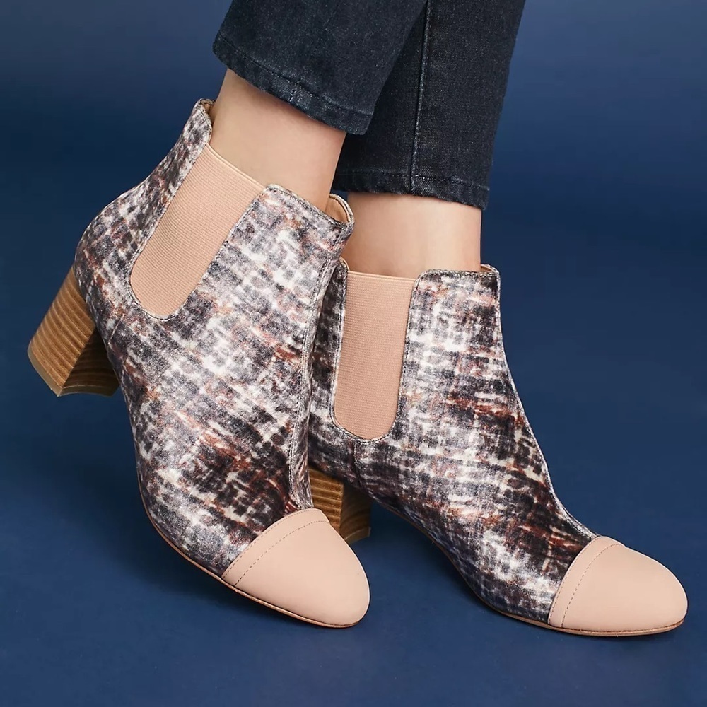 Anthropologie Velvet Chelsea Boots size 10
